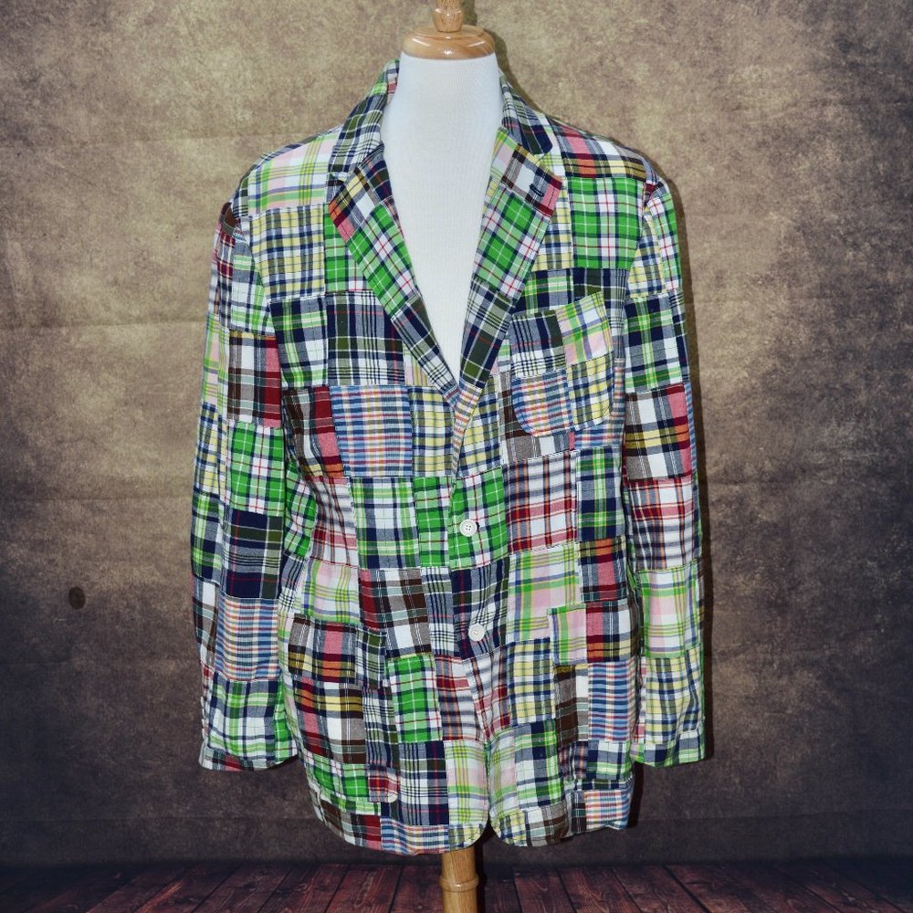 Polo by Ralph Lauren Patch Madras Sport Jacket Sz XL